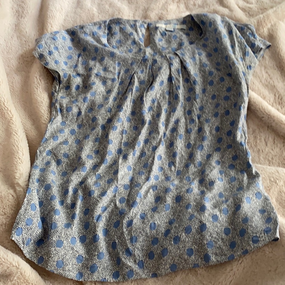 Boden polka dot mixed media blouse - size 6